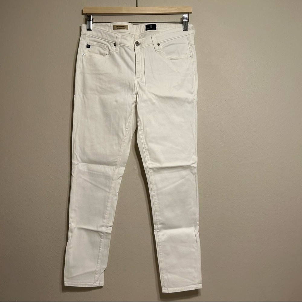 AG Adriano Goldschmied The Stevie Ankle Straight Leg White Jeans, Size 29R